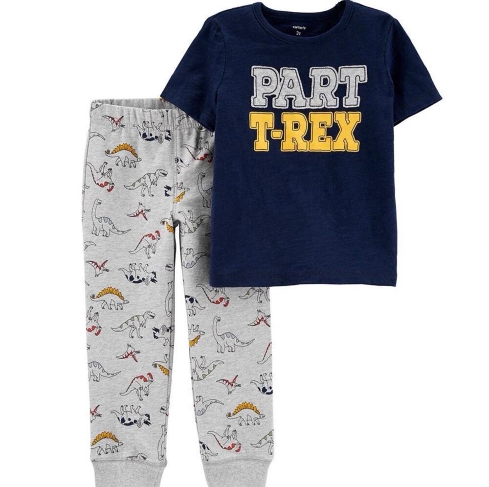 NWT Carter’s 24M Part T-Rex 2 Piece Outfit Dinosaur Shirt Jogger Set Boy